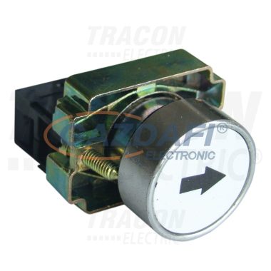 TRACON NYGBA3341T Jelölt nyomógomb, fémalapra szerelt, fehér, (fekete nyíl) 1×NO, 3A/240V AC, IP44