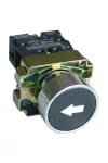 TRACON NYGBA3351T Tokozott jelölt nyomógomb, fémalap, fekete, (fehér nyíl) 1×NO, 3A/240V AC, IP44