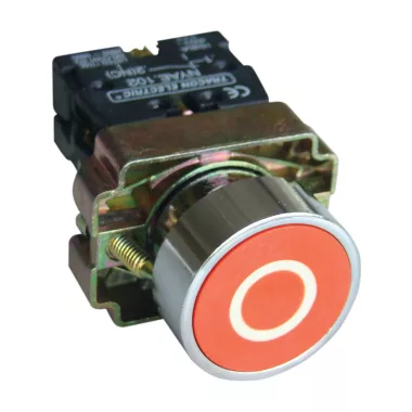 TRACON NYGBA4222P Jelölt nyomógomb, fémalapra szerelt, piros, (fehér 0) 1×NC, 3A/240V AC, IP42