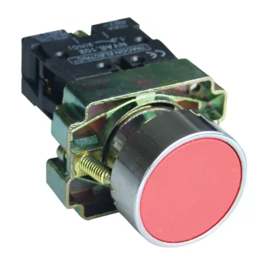 TRACON NYGBA42PT Tokozott egyszerű nyomógomb, fémalapra szerelt, piros 1×NC, 3A/240V AC, IP44