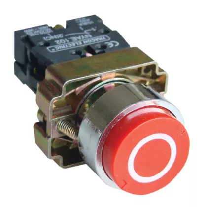   TRACON NYGBA4322P Jelölt nyomógomb, fémalapra szerelt, piros, (fehér 0) 1×NC, 3A/240V AC, IP42