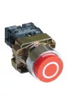 TRACON NYGBA4322PT Tokozott jelölt nyomógomb, fémalapra szer., piros, (fehér 0) 1×NC, 3A/240V AC, IP44