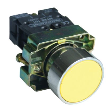 TRACON NYGBA51S Egyszerű nyomógomb, fémalapra szerelt, sárga 1×NO, 3A/240V AC, IP42