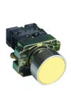 TRACON NYGBA51ST Tokozott egyszerű nyomógomb, fémalapra szerelt, sárga 1×NO, 3A/240V AC, IP44