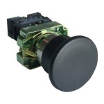 TRACON NYGBC21T Tokozott gombafejű nyomógomb, fémalapra szerelt, fekete 1×NO, 3A/400V AC, 
