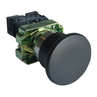 TRACON NYGBC21T Tokozott gombafejű nyomógomb, fémalapra szerelt, fekete 1×NO, 3A/400V AC, IP44, d=40mm