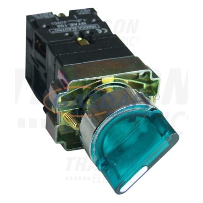   TRACON NYGBK2365Z Világítókaros kapcsoló, fémalap, zöld, LED, kétállású 1×NC+1×NO, 3A/400V AC, IP42