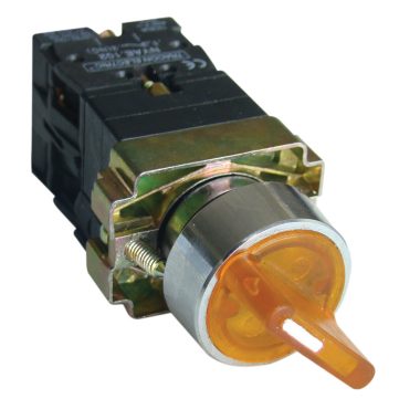 TRACON NYGBK2565S Világítókaros kapcsoló, fémalap, sárga,LED, kétáll., izzó n. 1×NC+1×NO, 
