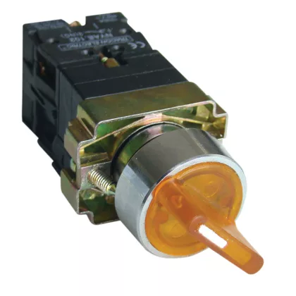 TRACON NYGBK2565ST Tokozott világítókaros kapcsoló, sárga,LED, kétáll., izzó n. 1×NC+1×NO,