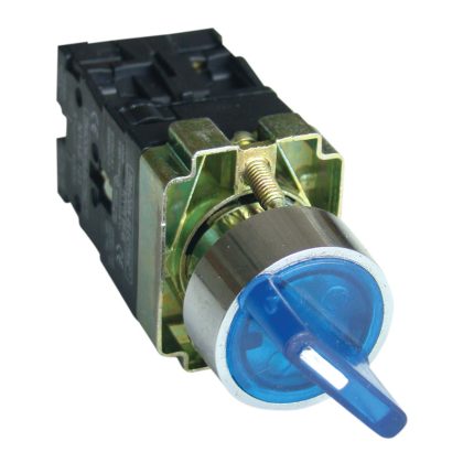 TRACON NYGBK2665K Világítókaros kapcsoló, fémalap, kék, LED, kétáll., izzó n. 1×NC+1×NO, 3