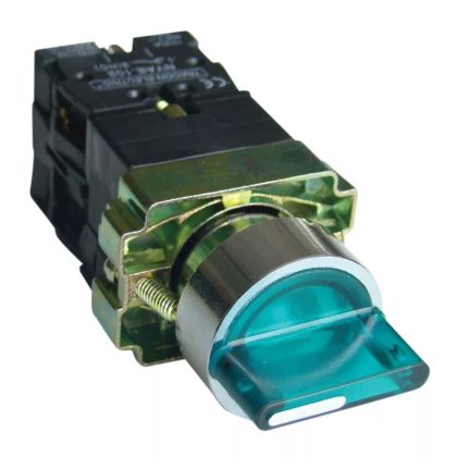   TRACON NYGBK3365ZT Tokozott világítókaros kapcsoló, zöld, LED, háromállású 1×NC+1×NO, 3A/400V AC, IP44