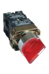 TRACON NYGBK3465P Világítókaros kapcsoló, fémalap, piros, LED,3állású, izzó n. 1×NC+1×NO, 3A/400V AC, IP42
