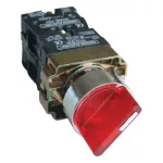   TRACON NYGBK3465P Világítókaros kapcsoló, fémalap, piros, LED,3állású, izzó n. 1×NC+1×NO, 3A/400V AC, IP42