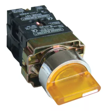 TRACON NYGBK3565ST Tokozott világítókaros kapcsoló, sárga, LED,3állású, izzó n. 1×NC+1×NO, 3A/400V AC, IP44
