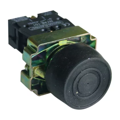   TRACON NYGBP21 Gumiburkolatos nyomógomb, fémalapra szerelt, fekete 1×NO, 3A/240V AC, IP55