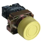   TRACON NYGBP51S Gumiburkolatos nyomógomb, fémalapra szerelt, sárga 1×NO, 3A/240V AC, IP55