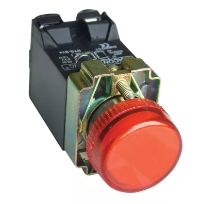   TRACON NYGBV44PT Tokozott jelzőlámpa, fémalap, piros, trafóval, izzó nélk. 3A/230V AC, IP44, NYGI6