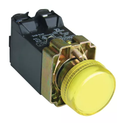   TRACON NYGBV55ST Tokozott jelzőlámpa, fémalap, sárga, trafóval, izzó nélk. 3A/400V AC, IP44, NYGI6