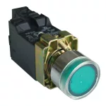   TRACON NYGBW3341Z Világító nyomógomb, fémalap, trafóval, zöld, glim, izzó nélk 1×NO, 3A/230V AC, 6V, IP42