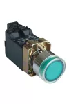 TRACON NYGBW3351Z Világító nyomógomb, fémalap, trafóval, zöld, glim, izzó nélk 1×NO, 3A/400V AC, 6V, IP42