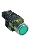 TRACON NYGBW3371Z Világító nyomógomb, fémalap, előtét, zöld, glim, izzó nélk. 1×NO, 3A/230V AC, 130V, IP42
