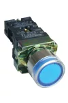 TRACON NYGBW33KT Tok. világító nyomógomb, fémalap, kék, glim, izzó nélkül 1×NO, 3A/400V AC, 230V, IP44