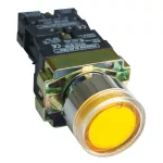  TRACON NYGBW33ST Tok. világító nyomógomb, fémalap, sárga, glim, izzó nélkül 1×NO, 3A/400V AC, 230V, IP44