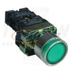   TRACON NYGBW33ZT Tokozott világító nyomógomb, fémalapra szerelt, zöld, glim 1×NO, 3A/400V AC, 230V, IP44