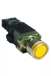 TRACON NYGBW3551S Világító nyomógomb, fémalap, trafóval,sárga,glim,izzó nélk. 1×NO, 3A/400V AC, 6V, IP42