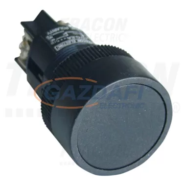 TRACON NYGEA121T Tokozott nyomógomb, műanyag testű, fekete 1×NO, 0,4A/400V AC, IP44, d=22mm