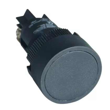 TRACON NYGEA125 Nyomógomb, műanyag testű, fekete 1×CO, 0,4A/400V AC, IP42, d=22mm