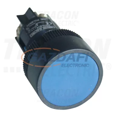 TRACON NYGEH165KT Tokozott nyomókapcsoló, műanyag testű, kék 1×CO, 0,4A/400V AC, IP44, d=22mm