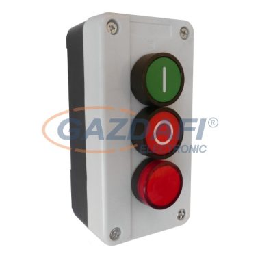 S&G Tokozott nyomógomb, 2-es (NO+NC+piros lámpa)