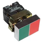   TRACON NYKK8325 Kettős BE-KI nyomógomb, fémalapra szerelt, zöld+piros 1×NC+1×NO, 3A/400V AC, IP42