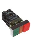 TRACON NYKK8375 Kettős BE-KI nyomógomb, fémalap, zöld+piros jelzőfény 1×NC+1×NO, 3A/230V A