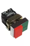 TRACON NYKK8425T Tokozott kettős BE-KI nyomógomb, fémalap, zöld+piros kiálló 1×NC+1×NO, 3A/400V AC, IP44