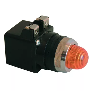 TRACON NYLBV855S Jelzőlámpa, műanyag testű, sárga, transzformátorral 0,4A/230V AC, d=22mm, IP42, NYGI6