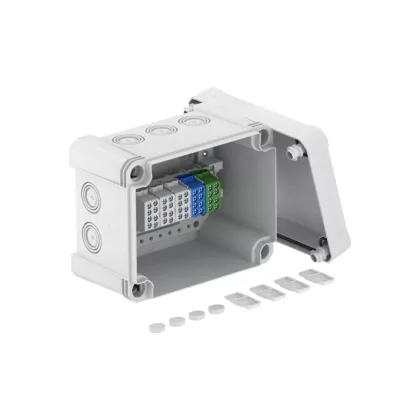   OBO 2005308 X10 H25 GNP5 LGR Leágazódoboz fővezetéki sorkapoccsal  190x150x125mm