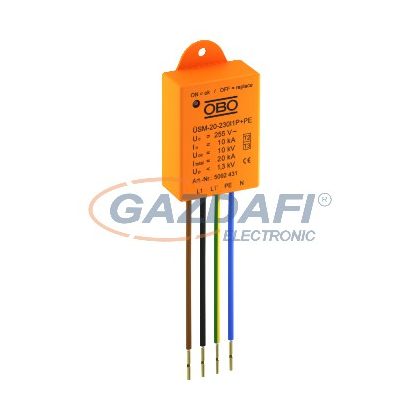   OBO 5092431 ÜSM-20-230I1P+PE Túlfeszültség-védelmi eszköz LED-es világításhoz, 1 fázisú