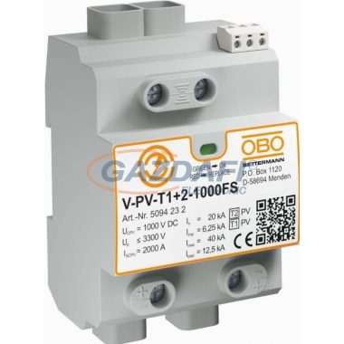 OBO 5094232 V-PV-T1+2-1000FS CombiController V-PV Y-kapcs napelemes rendszh +FS 1000V DC