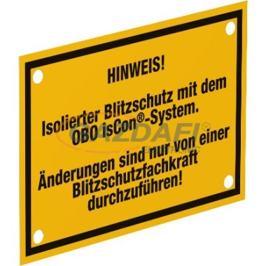 OBO 5408059 isCon HWS EN Figyelmeztető tábla obo iscon-rendszer 150x100mm sárga