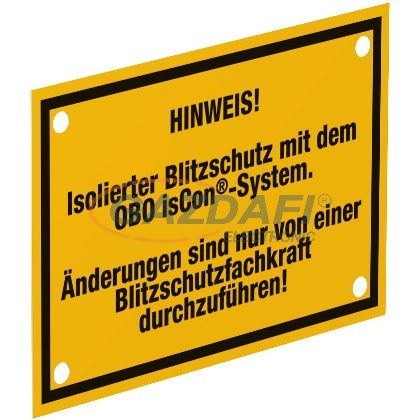   OBO 5408059 isCon HWS EN Figyelmeztető tábla obo iscon-rendszer 150x100mm sárga