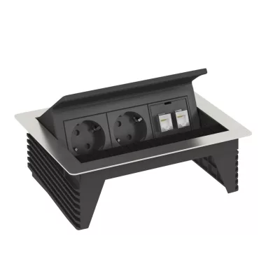 OBO 6116802 DBK2-D3 D2S2K Deskbox, nyitható, asztallapba szerelhető OBO 6116802 DBK2-D3 D2S2K Deskbox, nyitható, asztallapba szerelhető