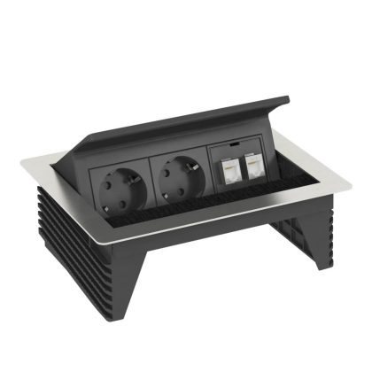   OBO 6116802 DBK2-D3 D2S2K Deskbox, nyitható, asztallapba szerelhető
