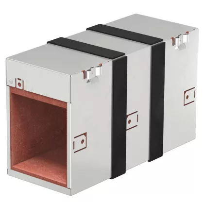   OBO 7204120 tűzgátló átvezetés háromoldalú habtéglával komplett 300x123x181 rozsdamentes acél A2 1.4113 felületkezelés nélkül, utókezelt