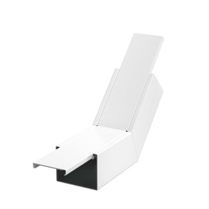   OBO 7218116 45°-os sarokidom, emelkedő with fire protection mesh 435x100x257 acél porbevonatos hófehér RAL 9010