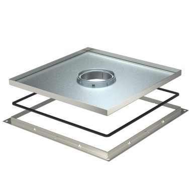 OBO 7409412 Keretes kazetta tubushoz 383x383x10 rozsdamentes acél A2 1.4301