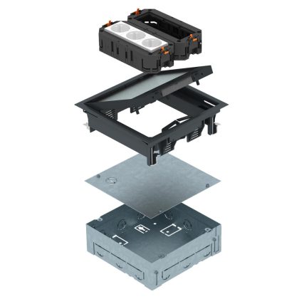   OBO 7427412 Szerelvénybeépítő egység szerelvénybetéttel komplett 222x222x73mm poliamid grafitszürke RAL 9011