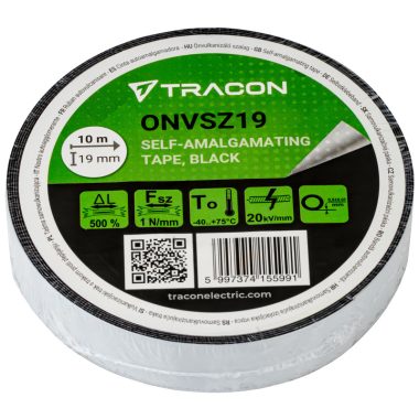 TRACON ONVSZ19 Önvulkanizáló szalag, fekete 10m×19mm, -40°C-75°C