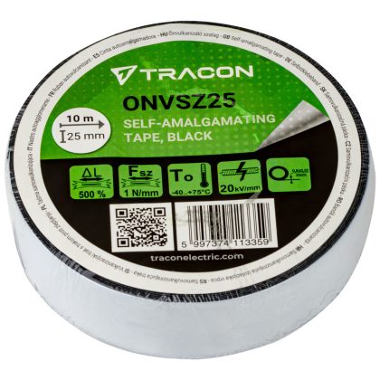   TRACON ONVSZ25 Önvulkanizáló szalag, fekete 10m×25mm, -40°C-75°C